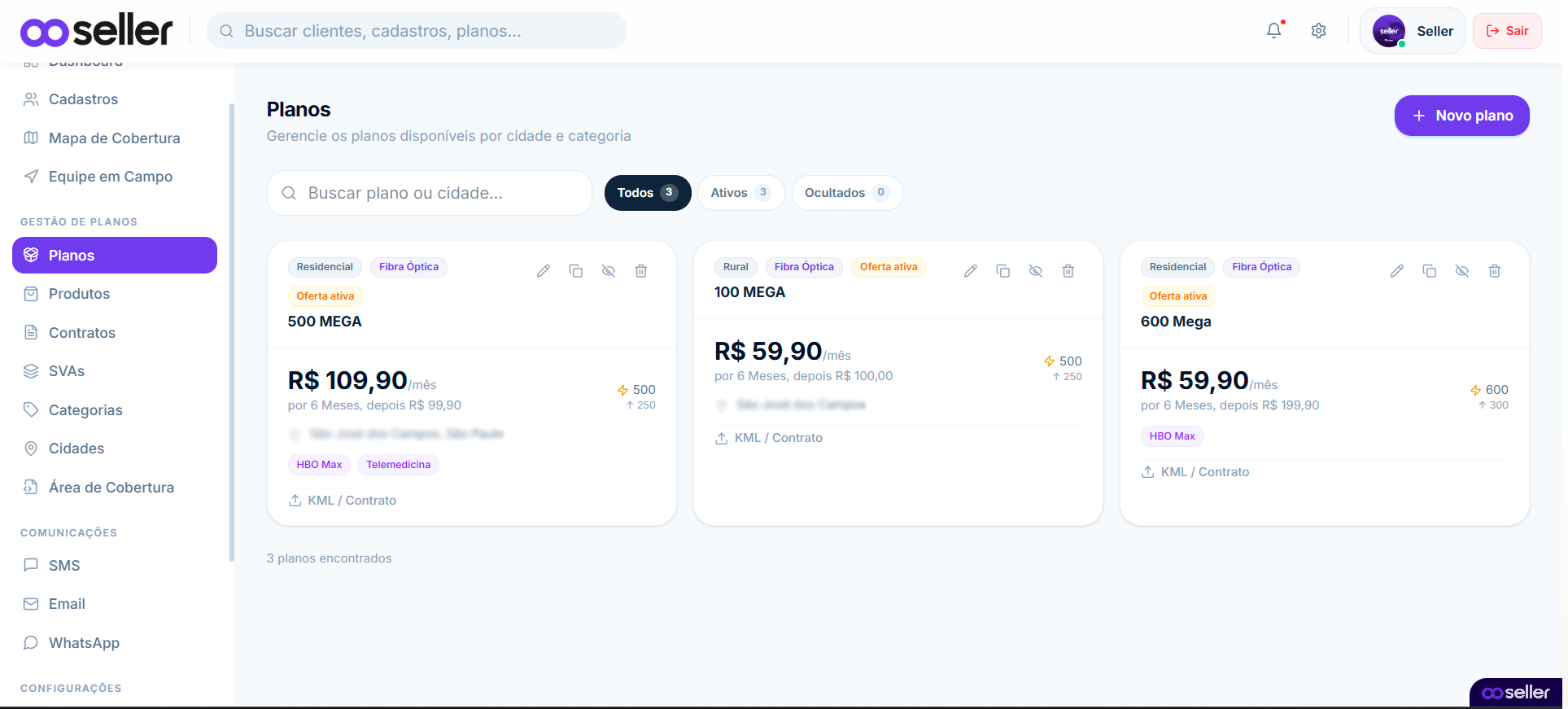 Gestão de planos